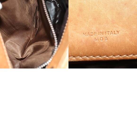CELINE Macadam Canvas Shoulder Bag Beige Gold